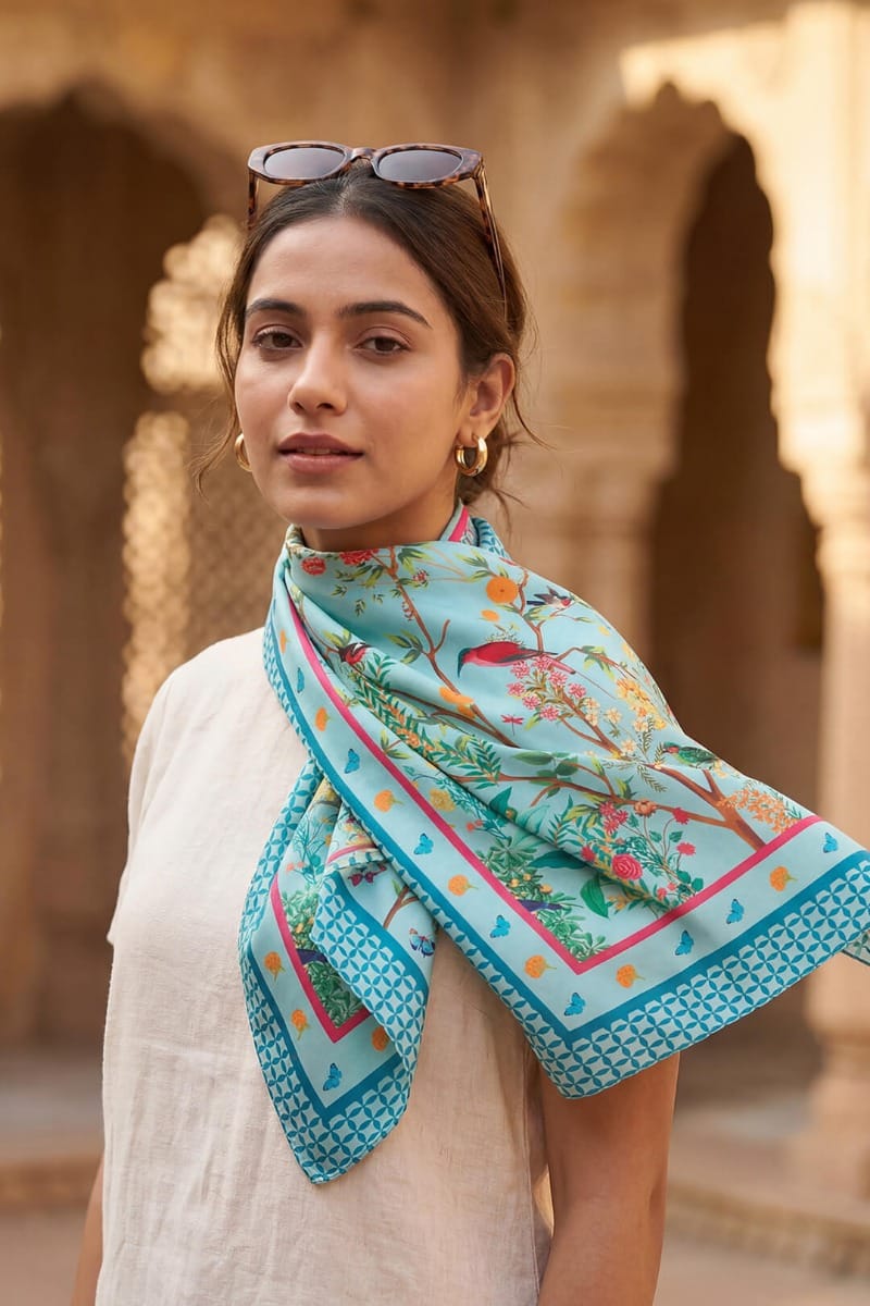 Blues and Blooms Scarf