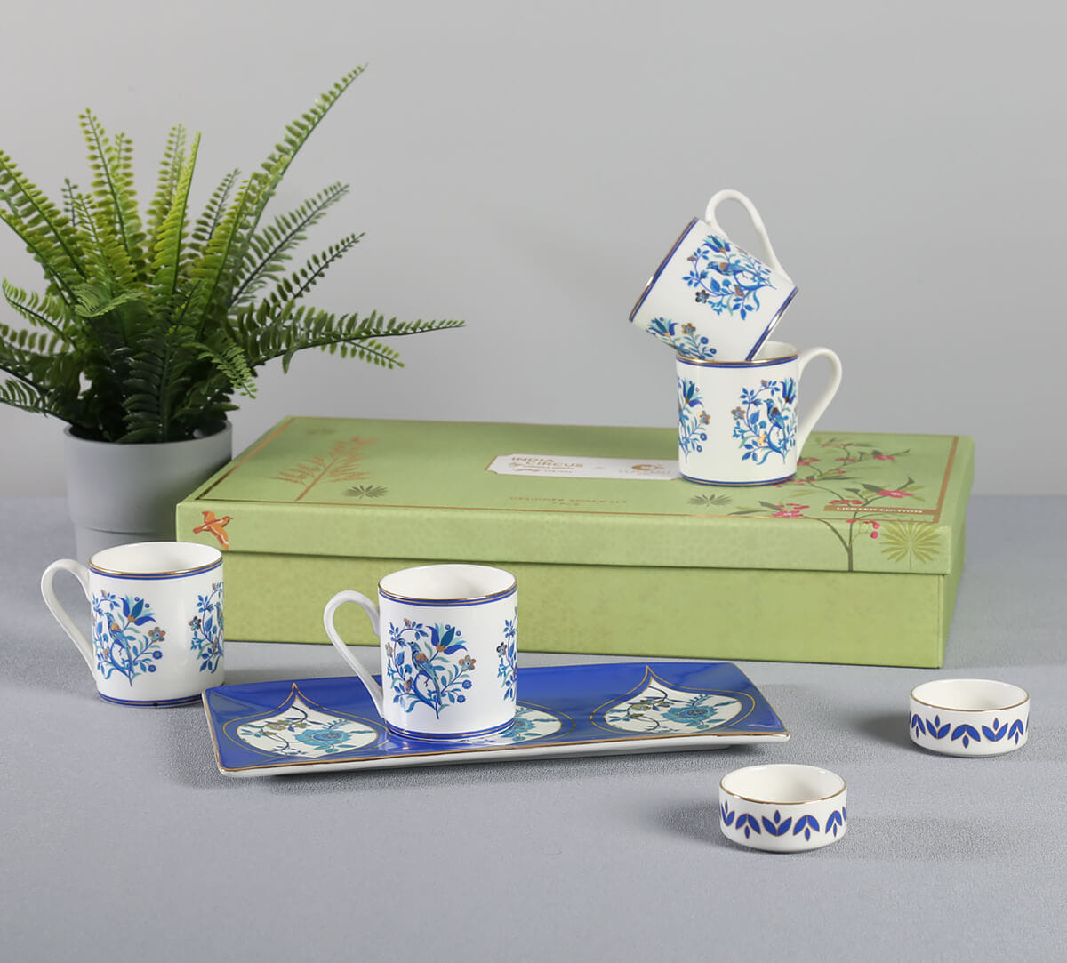 Botanical Elegance Snack Platter & Coffee Mug Set