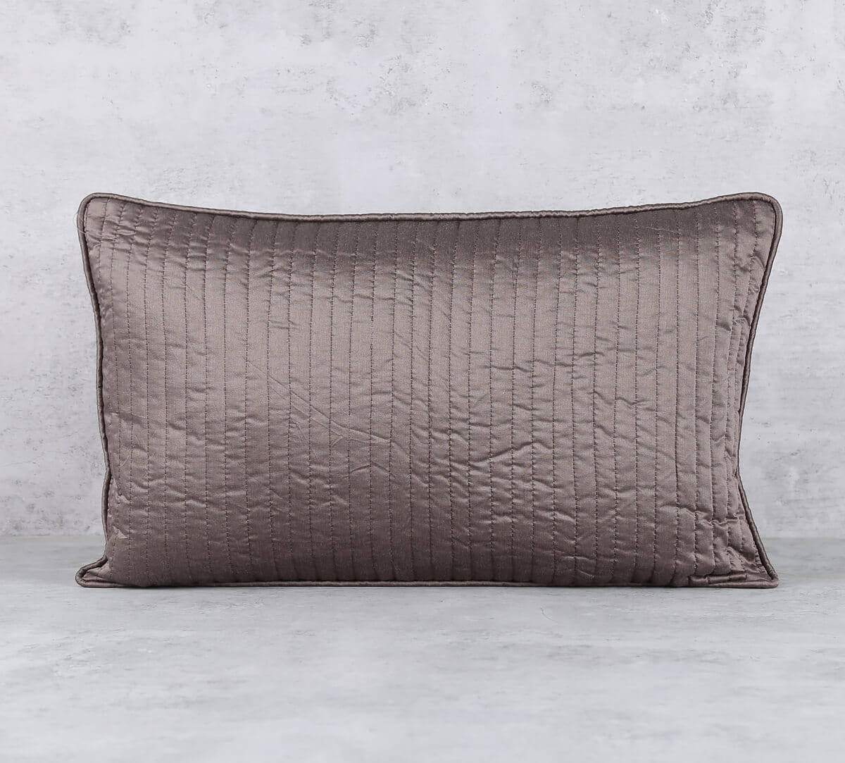 Burgundy Pintucks Quilted Cushion Cover
