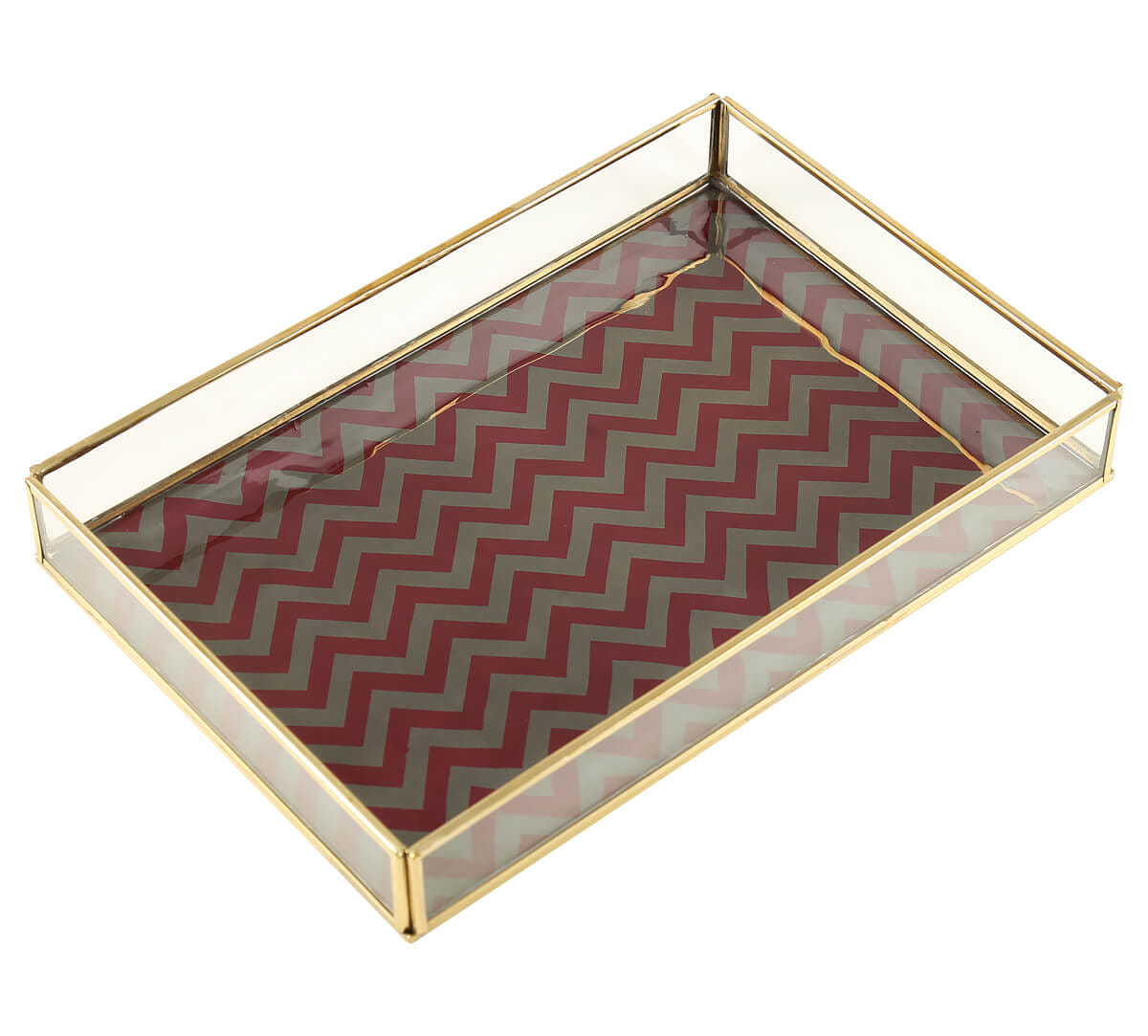 Carmine Chevron Rectangle Tray