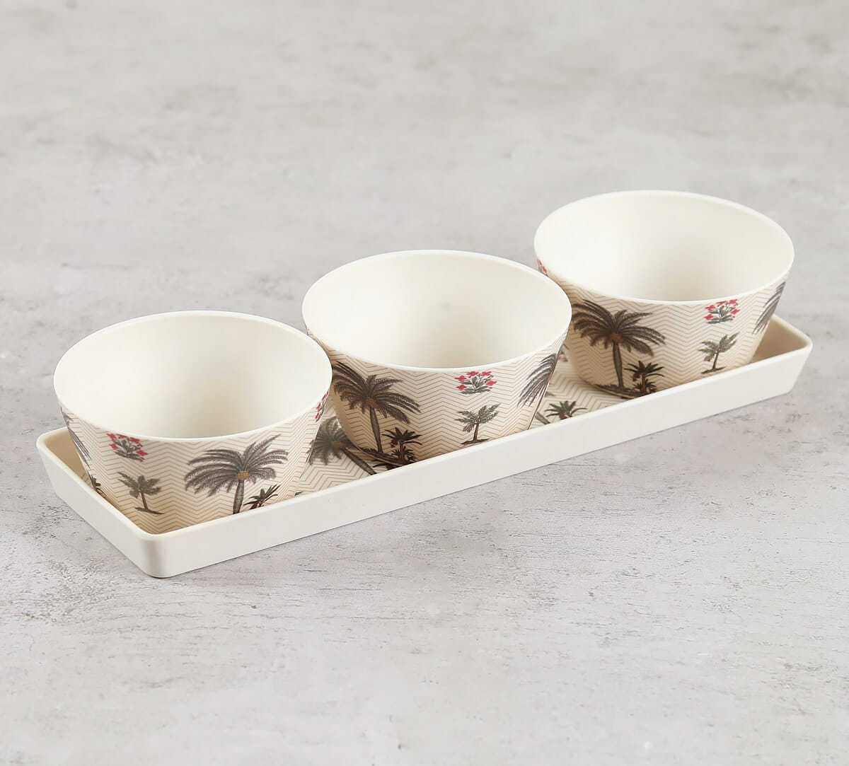 Chevron Palms Bowls and Tray Set