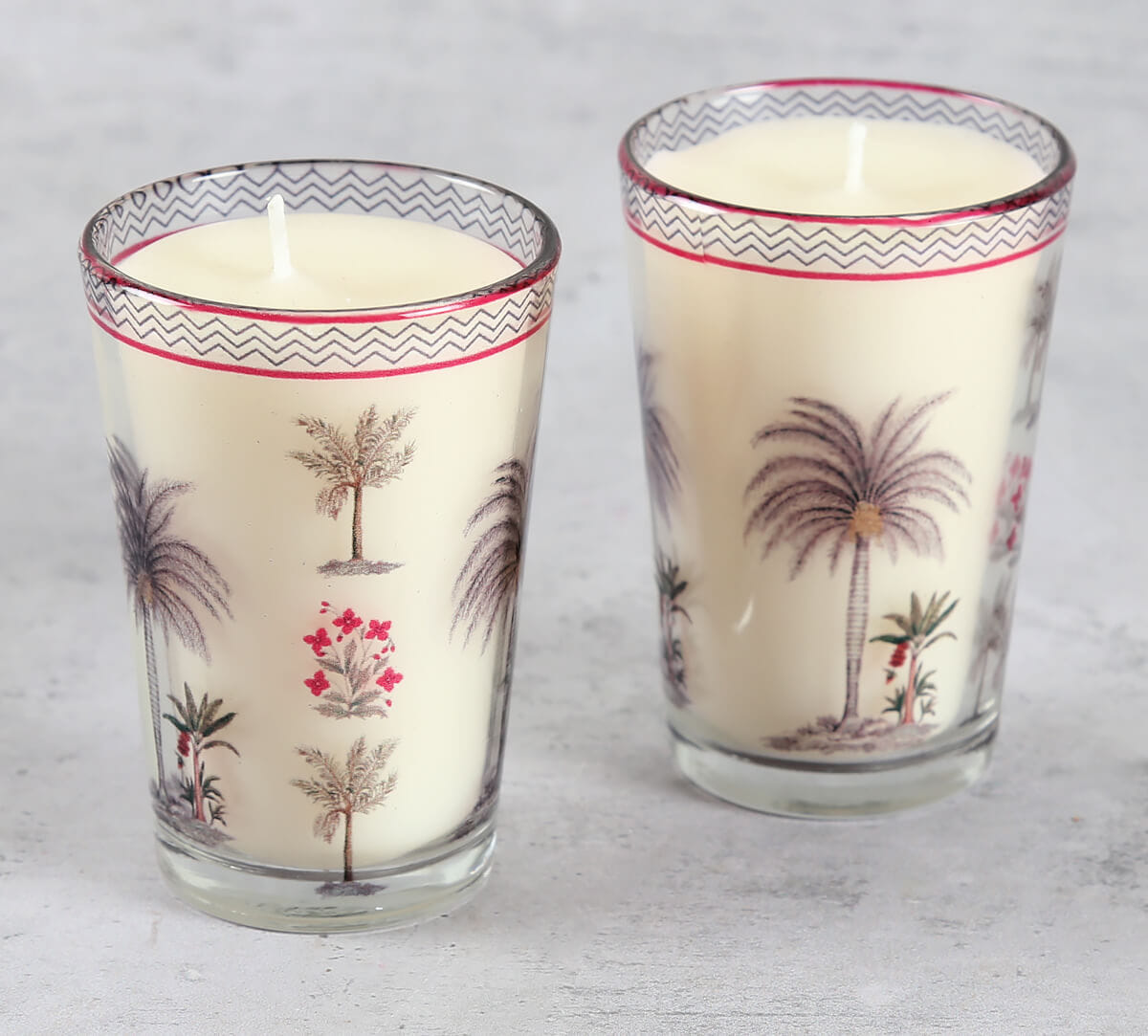 Chevron Palms Conical Candle Votive Set of 2
