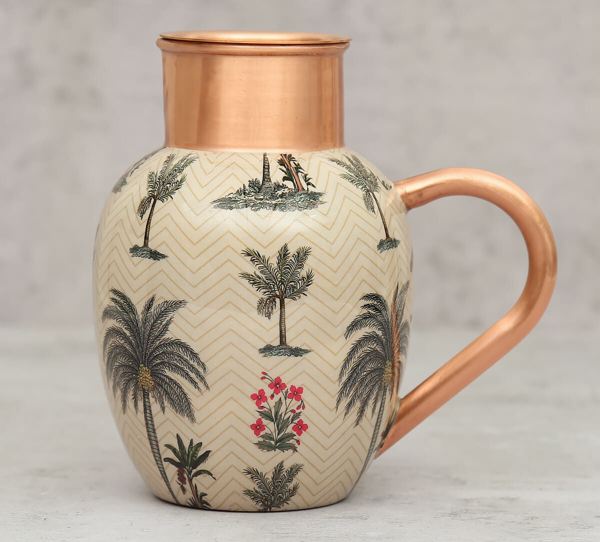 Chevron Palms Copper Jug Set