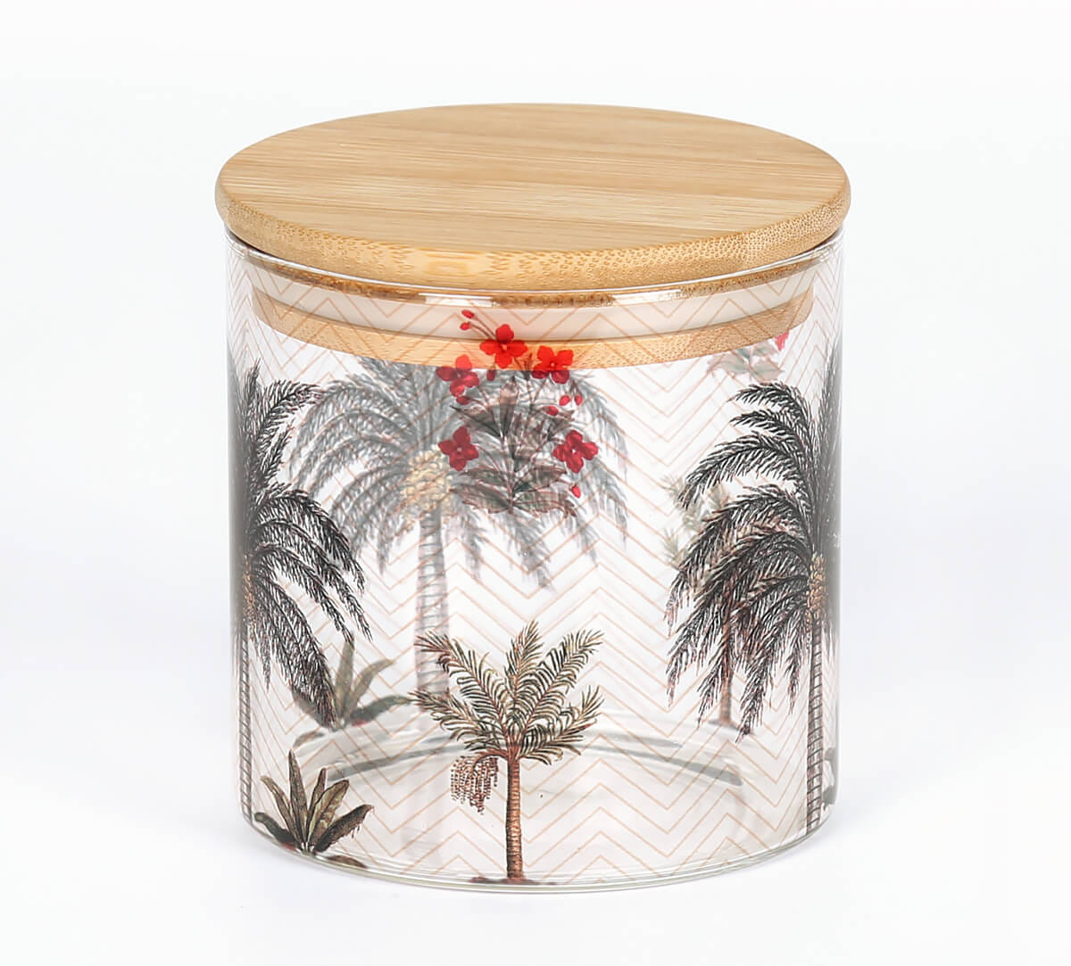 Chevron Palms Glass Jar 680mL
