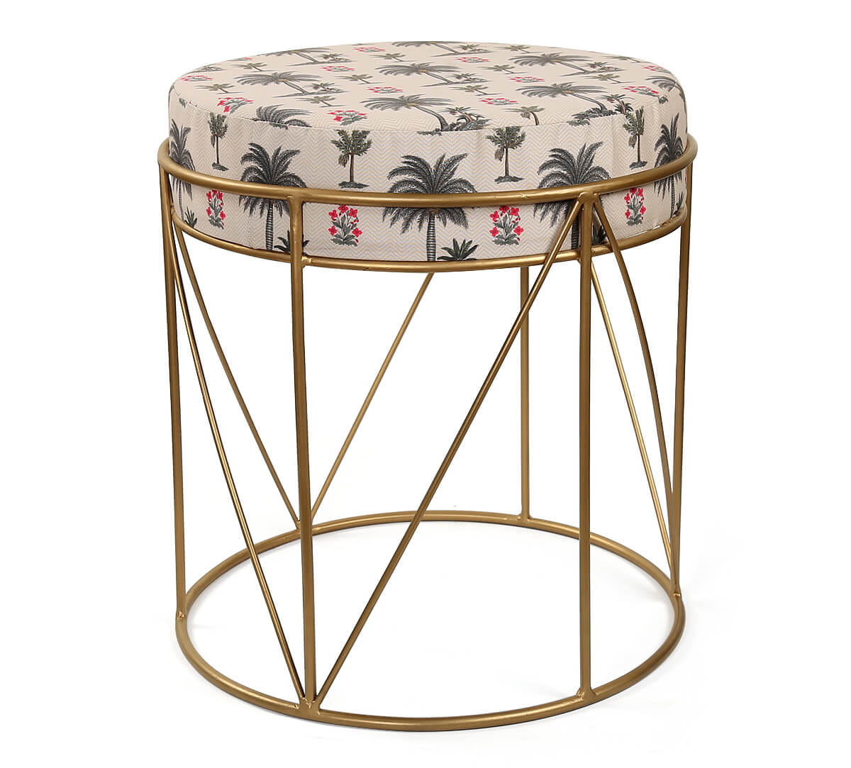 Chevron Palms Iron Pouffe