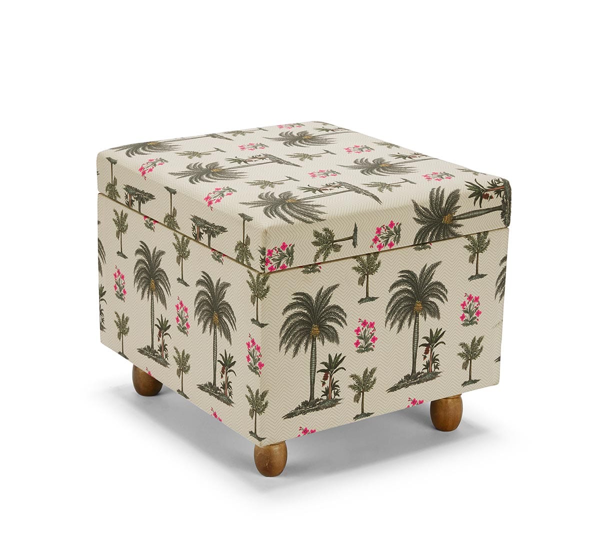 Chevron Palms Storage Pouffe