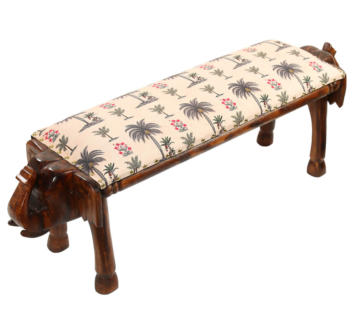 Chevron Palms Animal Wooden Bench