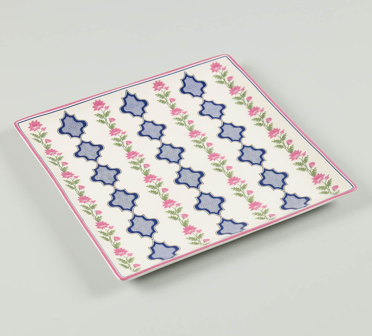 Chevron Perching Peacock Large Platter