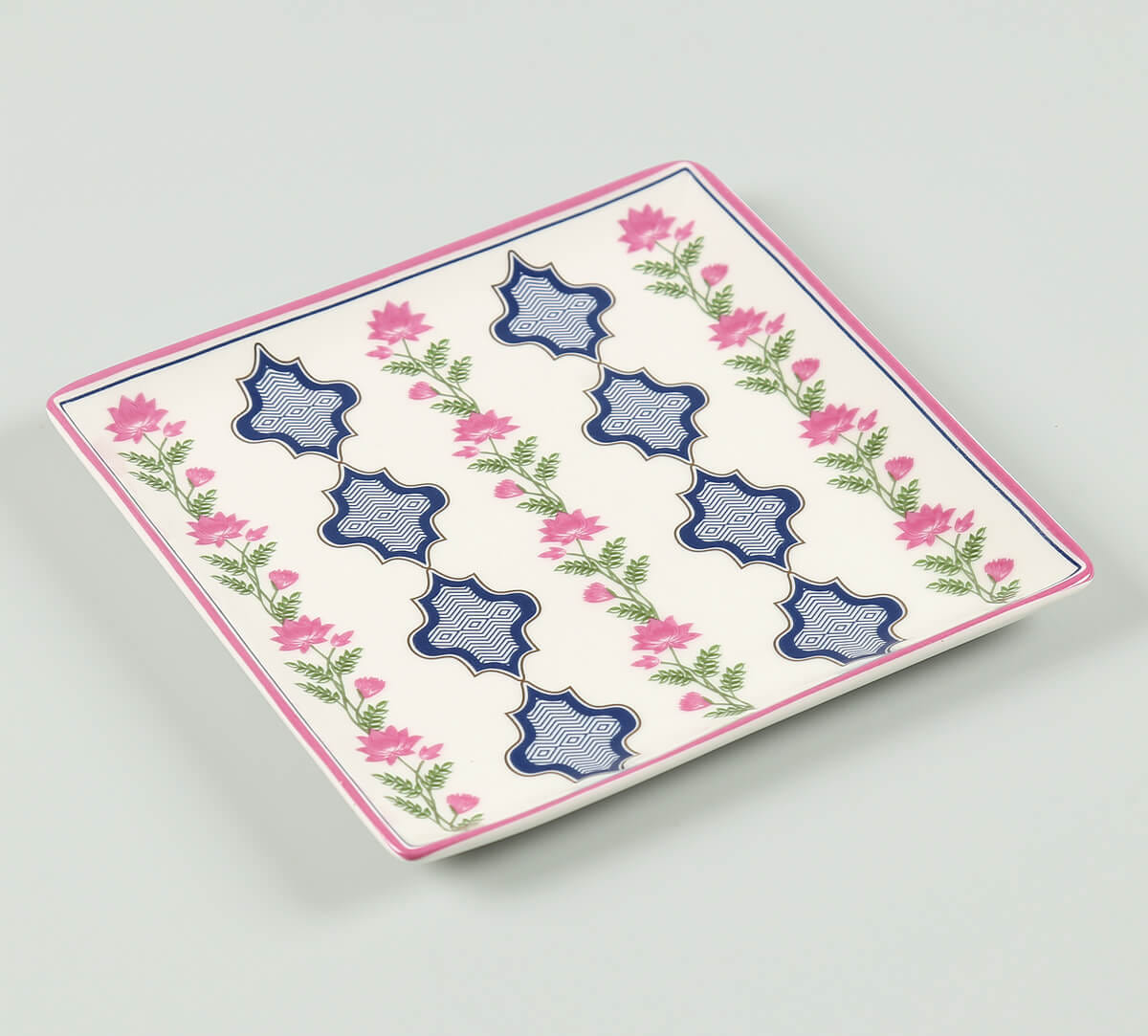 Chevron Perching Peacock Small Platter