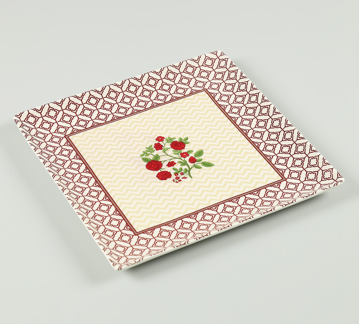 Chevron Poppy Flower Large Platter