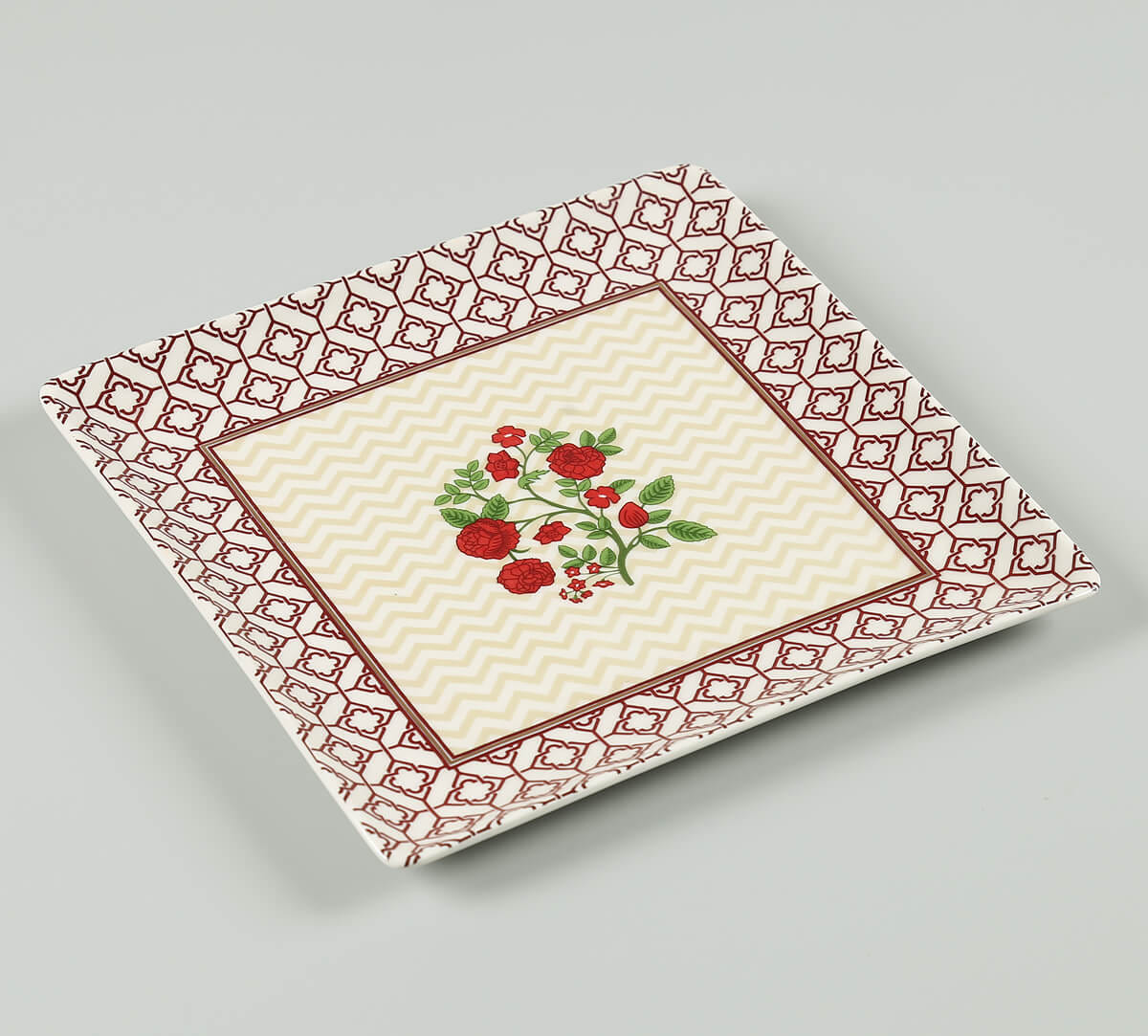 Chevron Poppy Flower Medium Platter