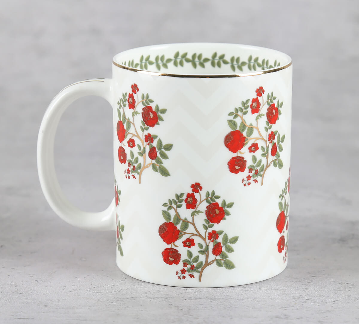 Chevron Poppy Flower Mug Set of 2