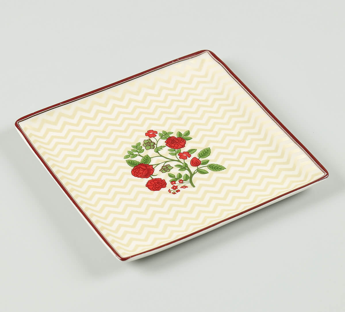 Chevron Poppy Flower Small Platter