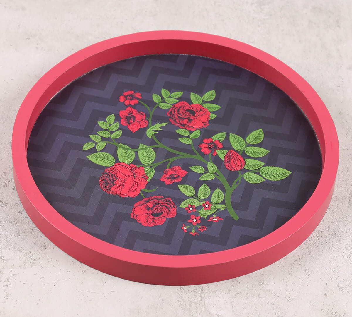 Chevron Roses Decor Plate