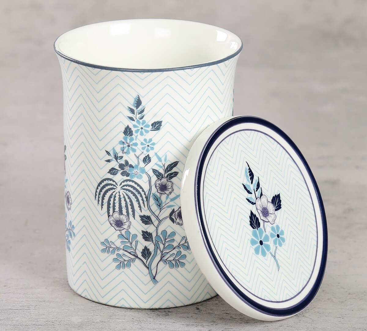 Chevron Sapphire Coffee Mugs and Coasters Set of 2