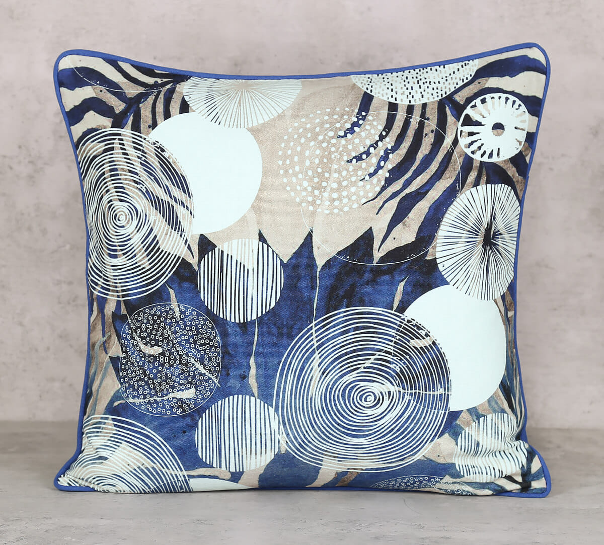 Discoid Azure Cotton Duck Cushion Cover