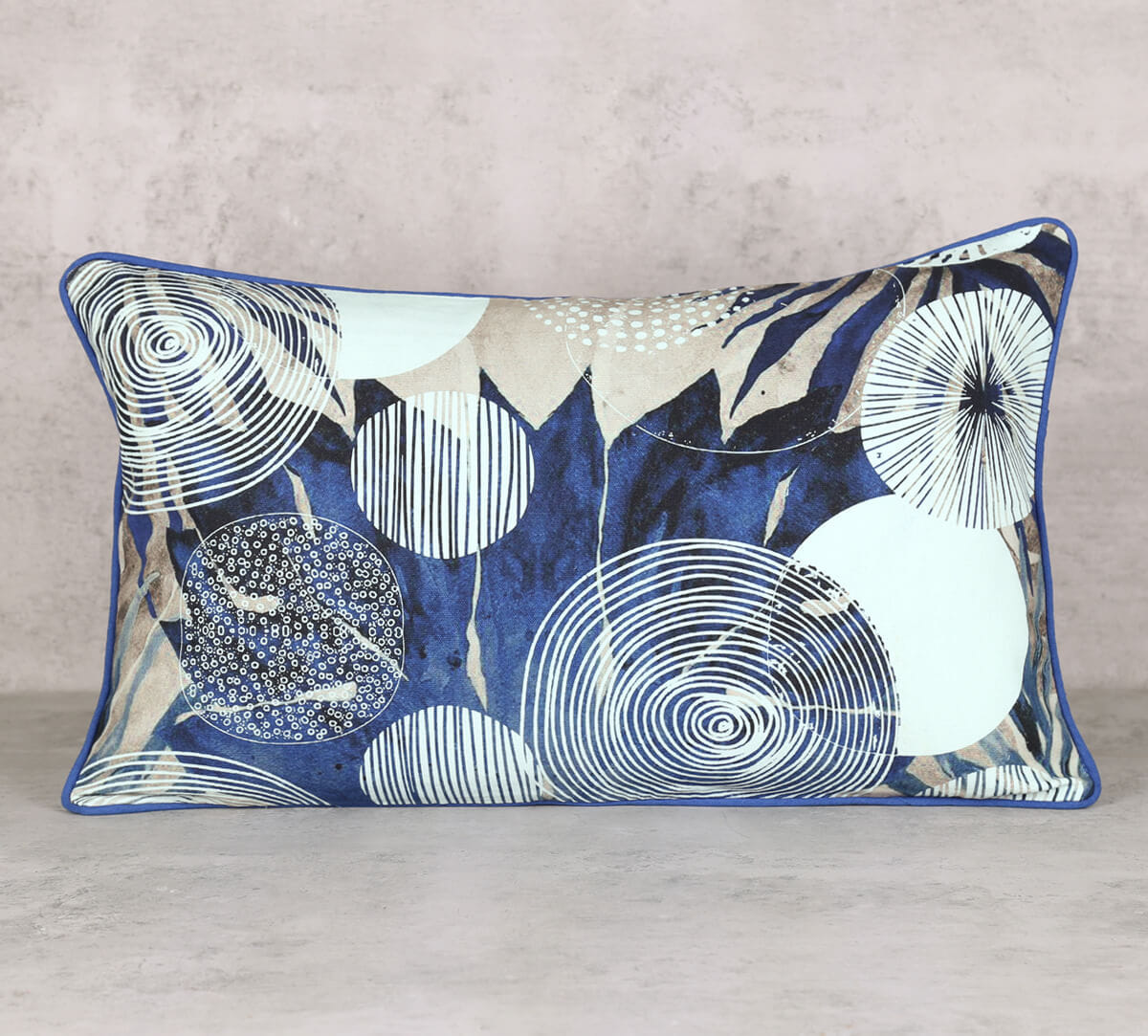 Discoid Azure Cotton Duck Rectangle Cushion Cover