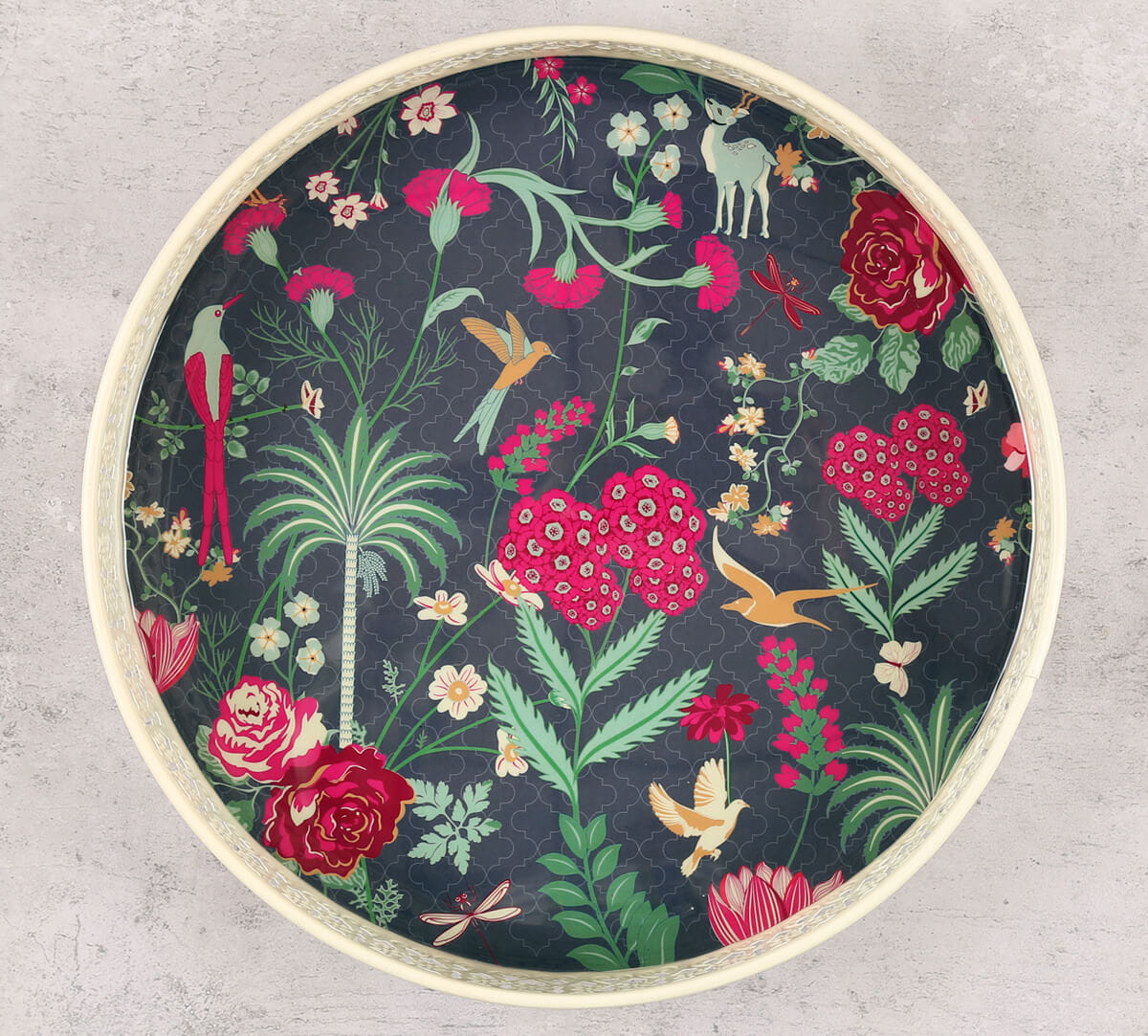 Floral Galore Round Iron Tray