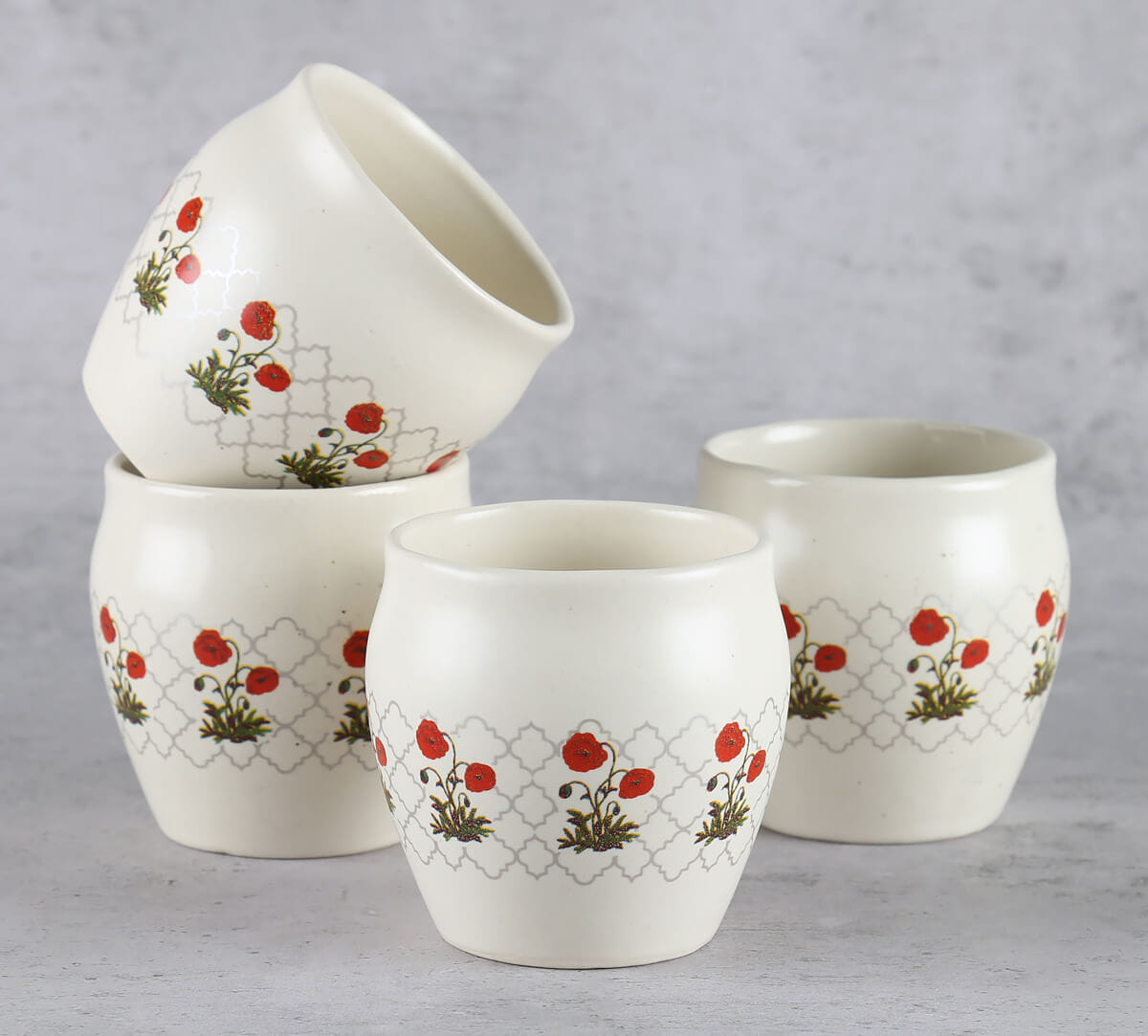 Floral Twinkles Kullad (Set of 4)