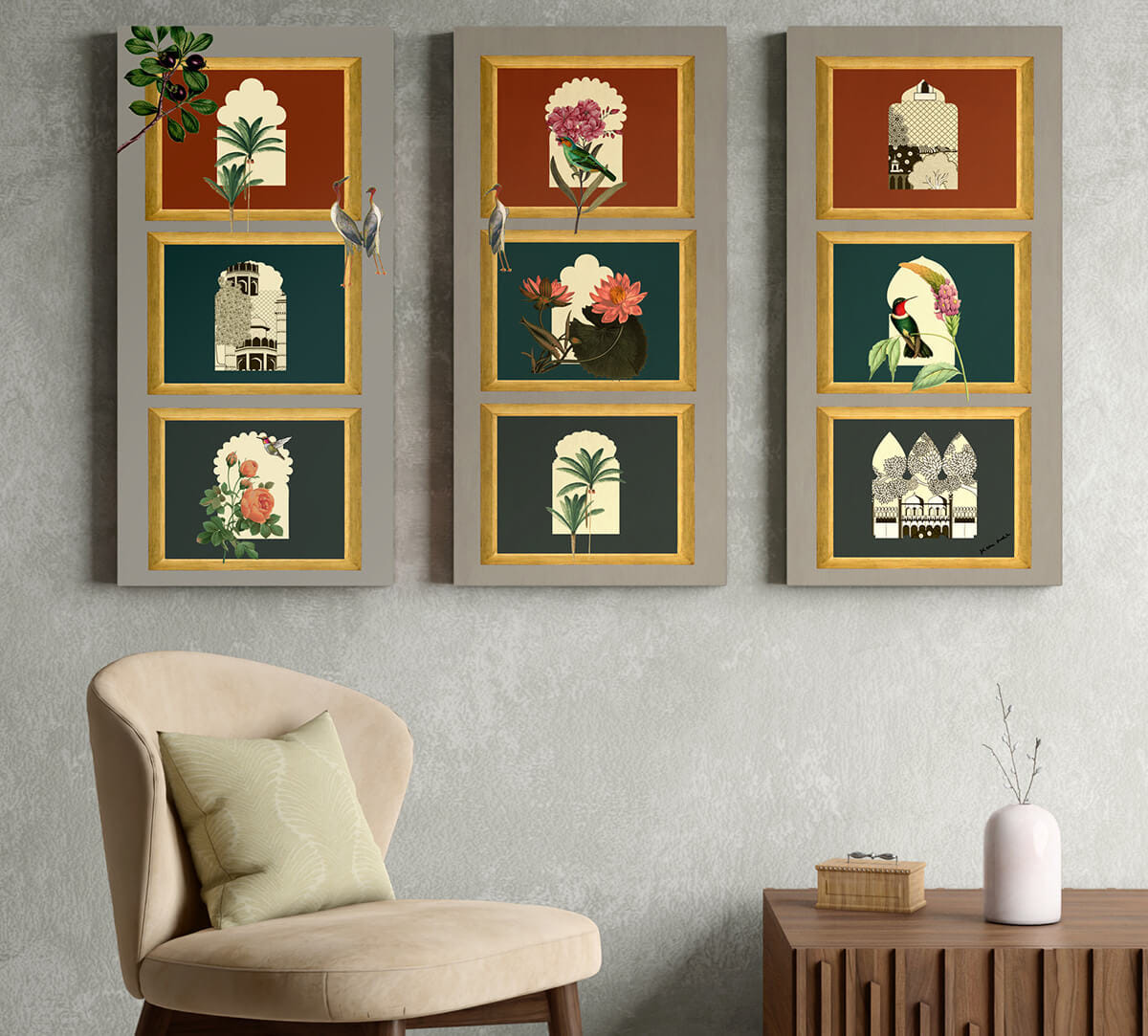 Fluttering Blooms Wall Art Set of 3