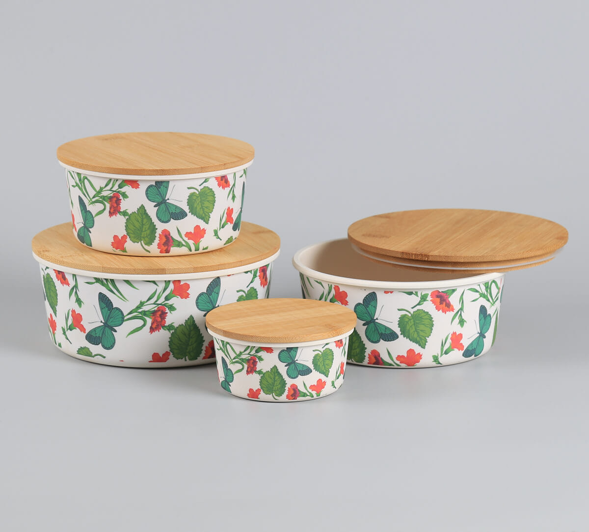 Fluttering Extravagance Bamboo Container Set of 4