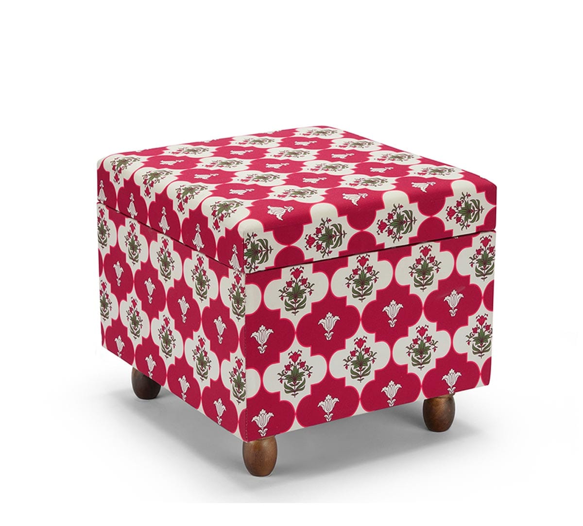 Fuchsia Lattice Treasures Storage Pouffe