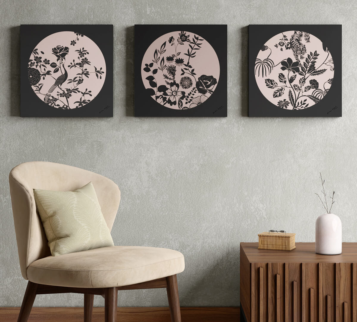 Garden of Paradise Canvas Wall Art Set of 3
