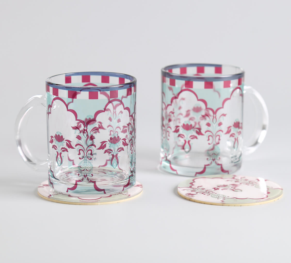 Giardino Segreto Glass Mugs & Coasters Combo Set of 2