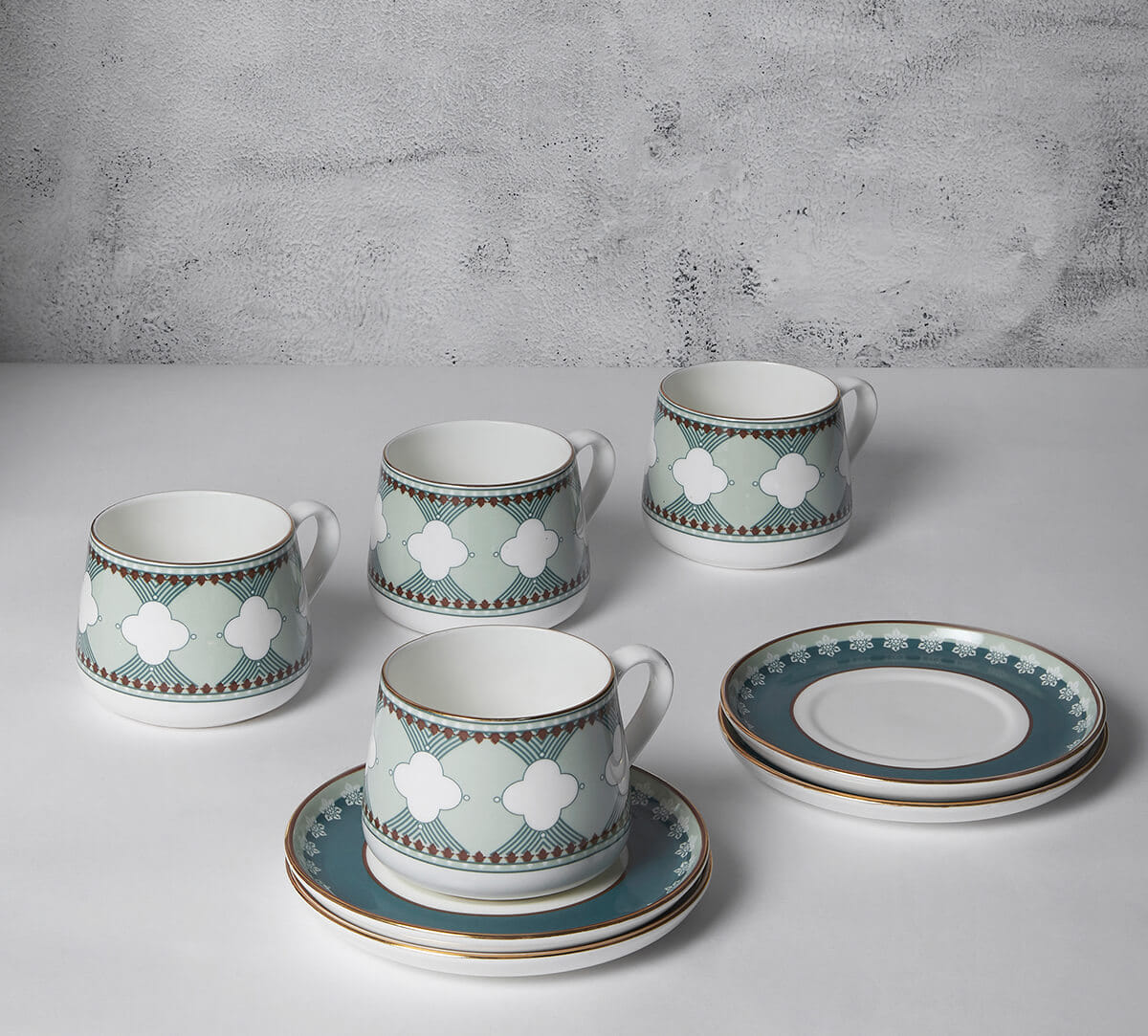 Grandeur Greens Cup and Saucer Set of 4