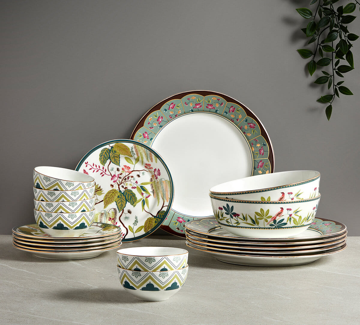 Grandeur Greens Dinner Set - 20 Pieces