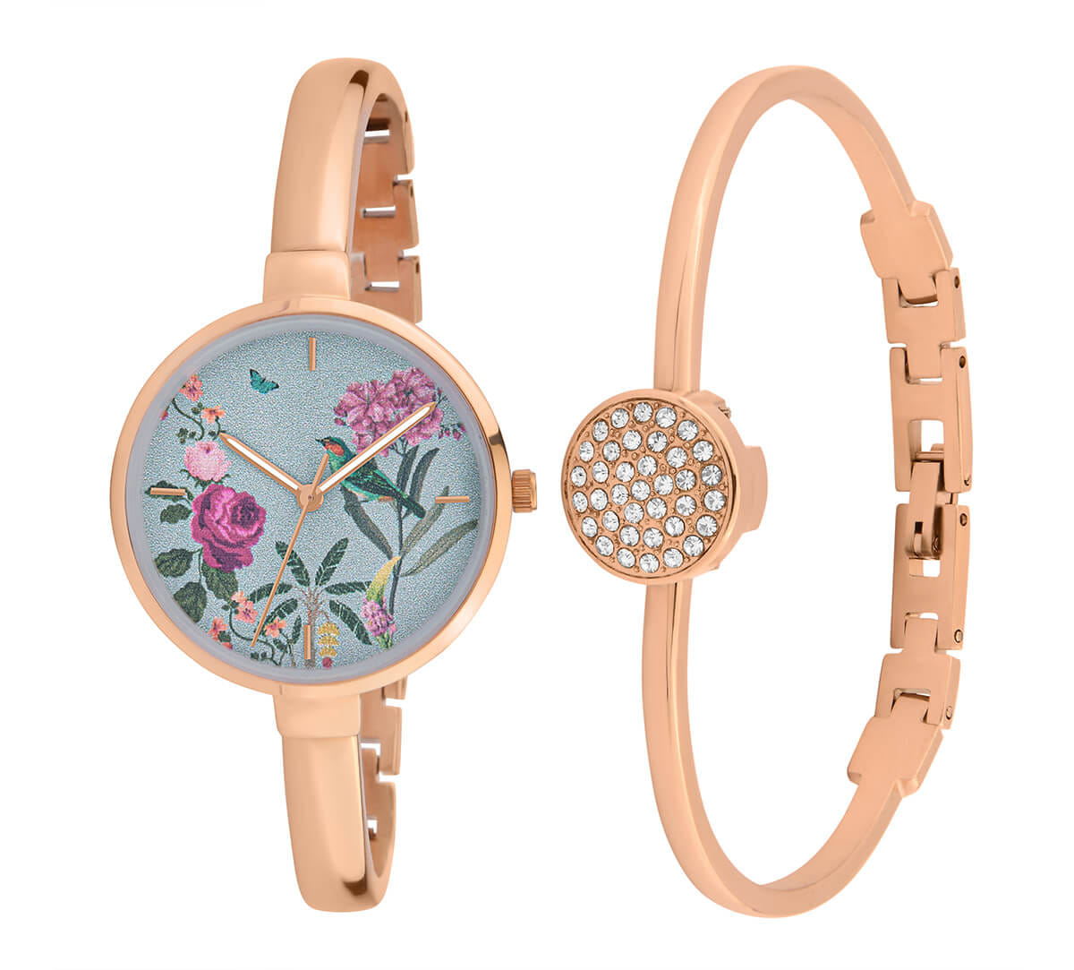 Gray Bouquet Wrist Watch with Bracelet