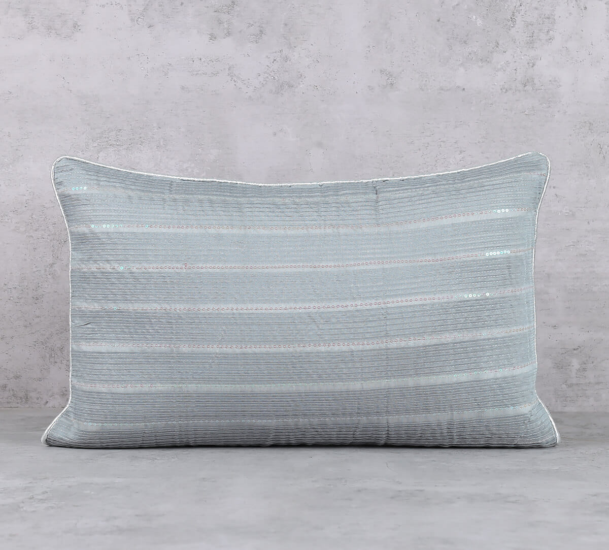 Grayscale Chanderi Sequins Work Cushion Cover