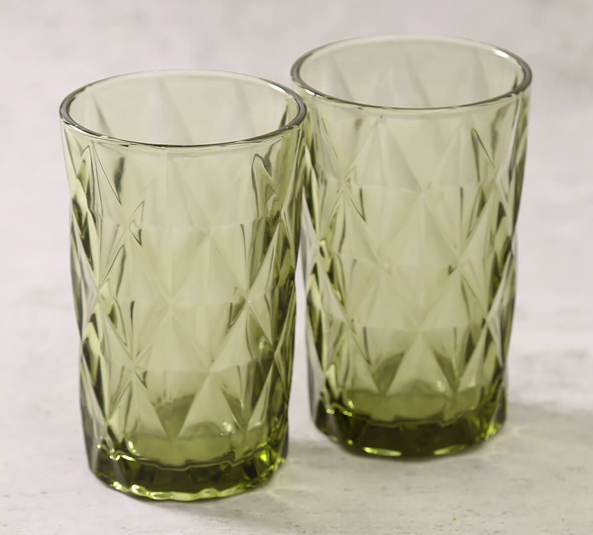 Green Embossed Glasses (set of 2)
