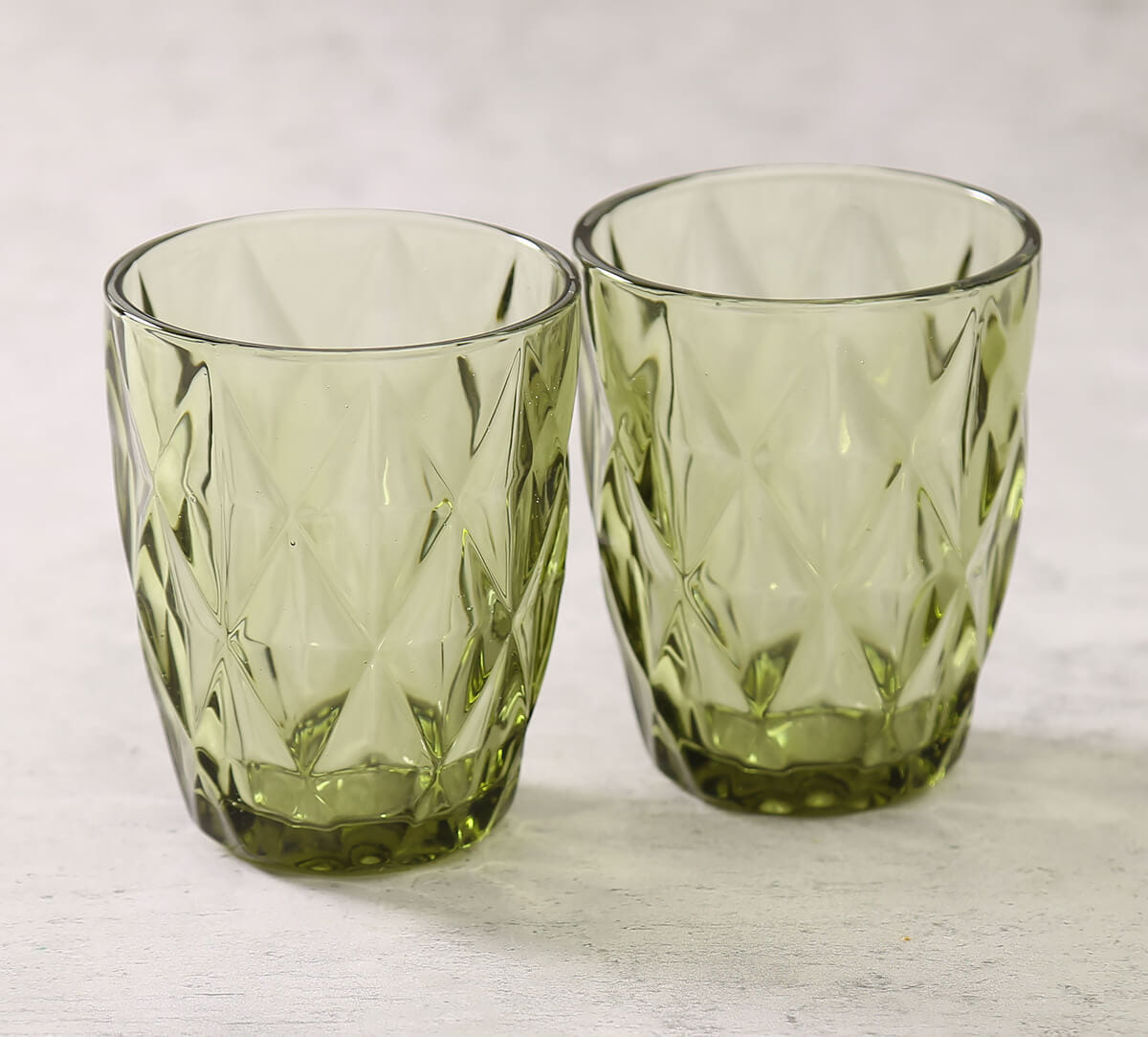 Green Embossed Small Glasses (set of 2)