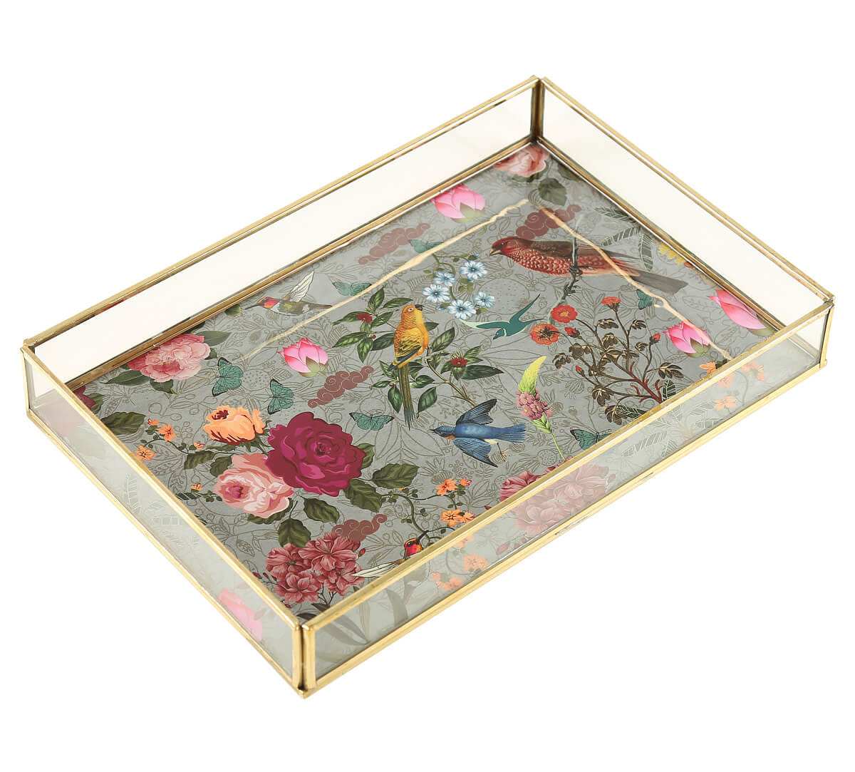 Grey Bird Rectangle Tray