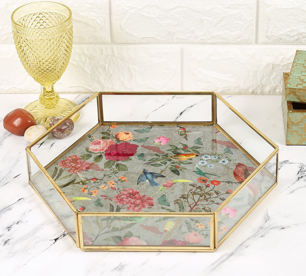 Grey Bird Hexagon Tray