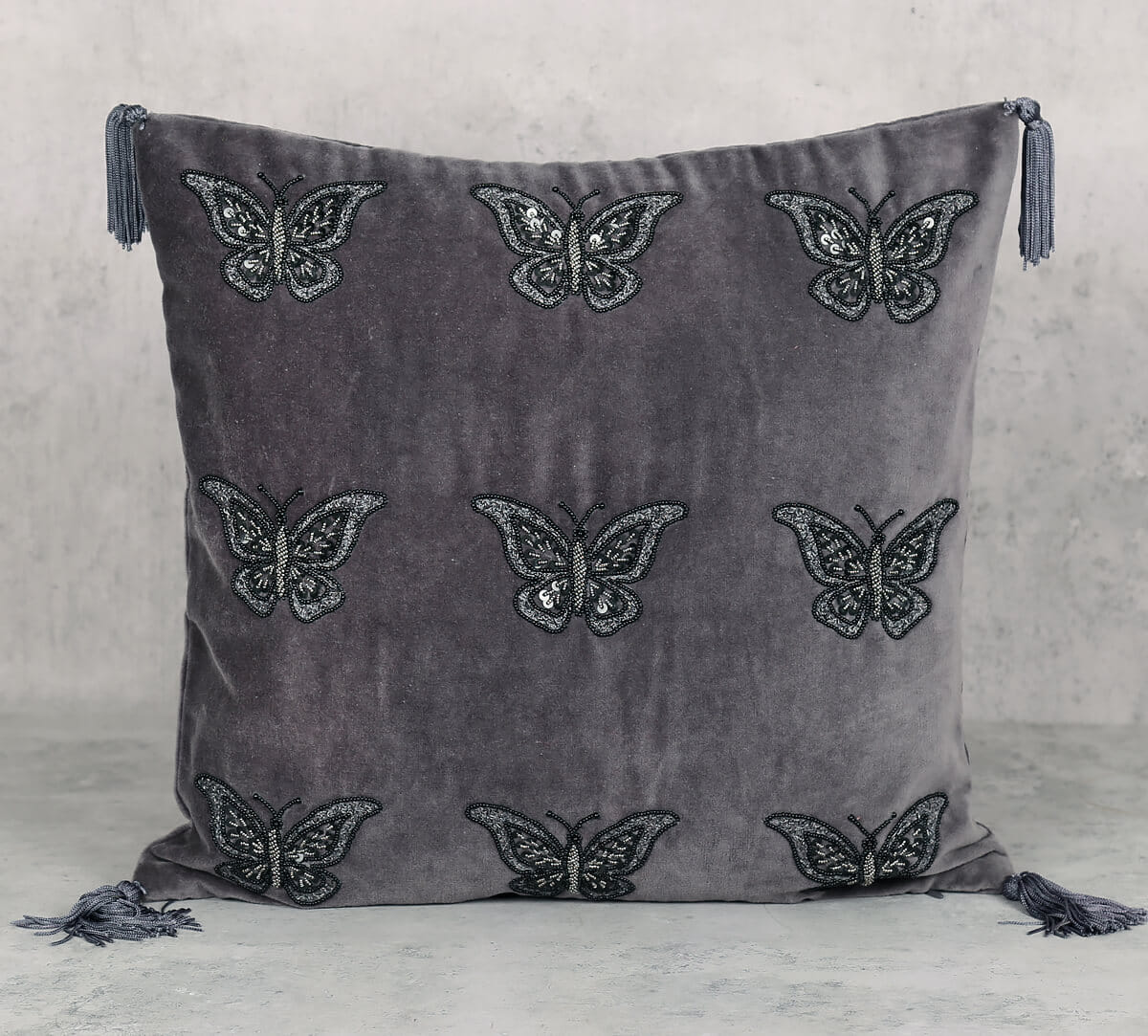 Grey Butterfly Adorn Cushion Cover