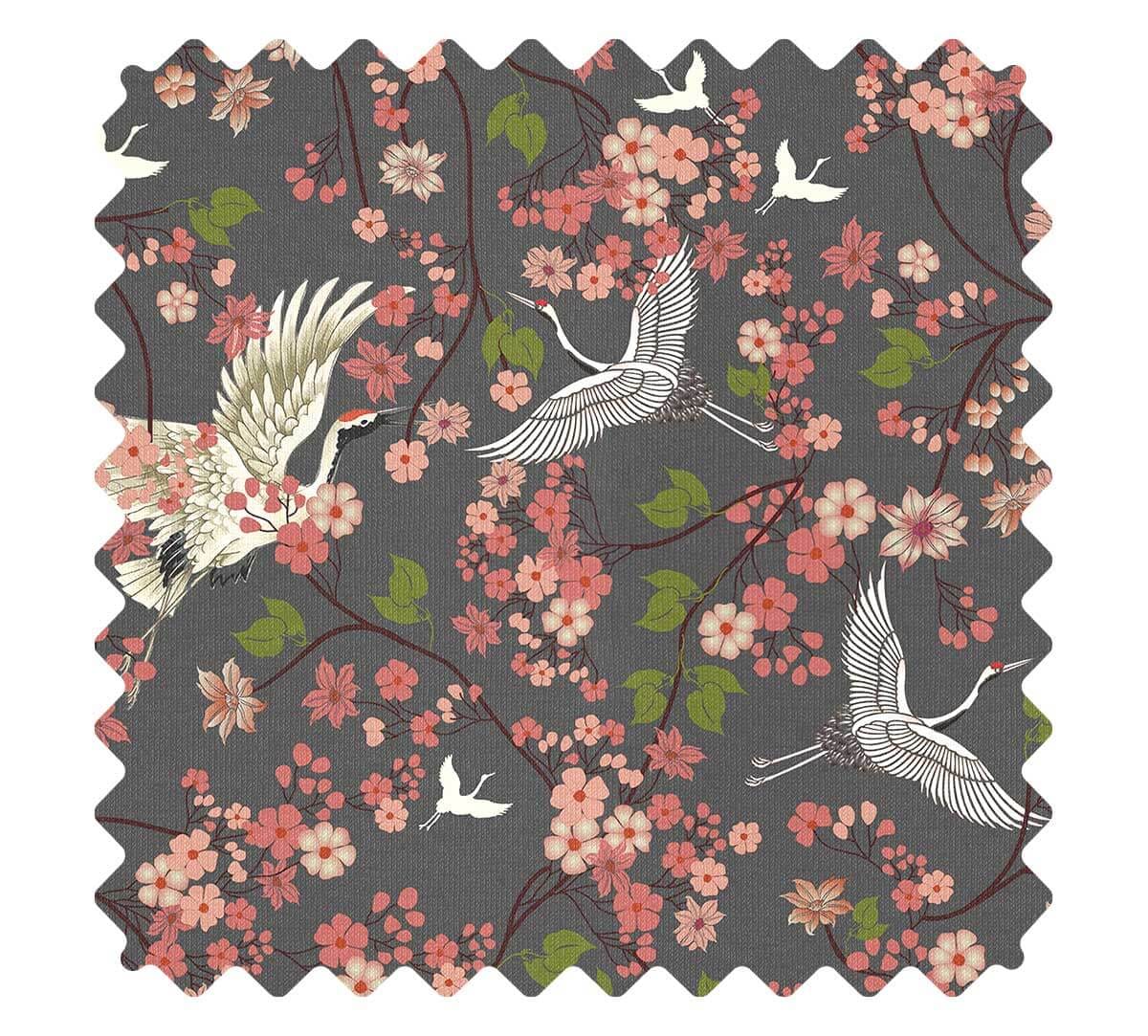 Grey Flight of Cranes Upholstery Fabric For Breathtaking