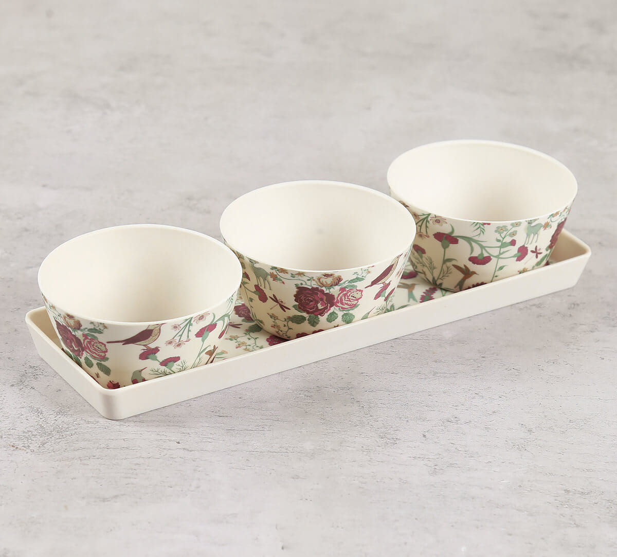 Grey Floral Galore Bowls and Tray Set