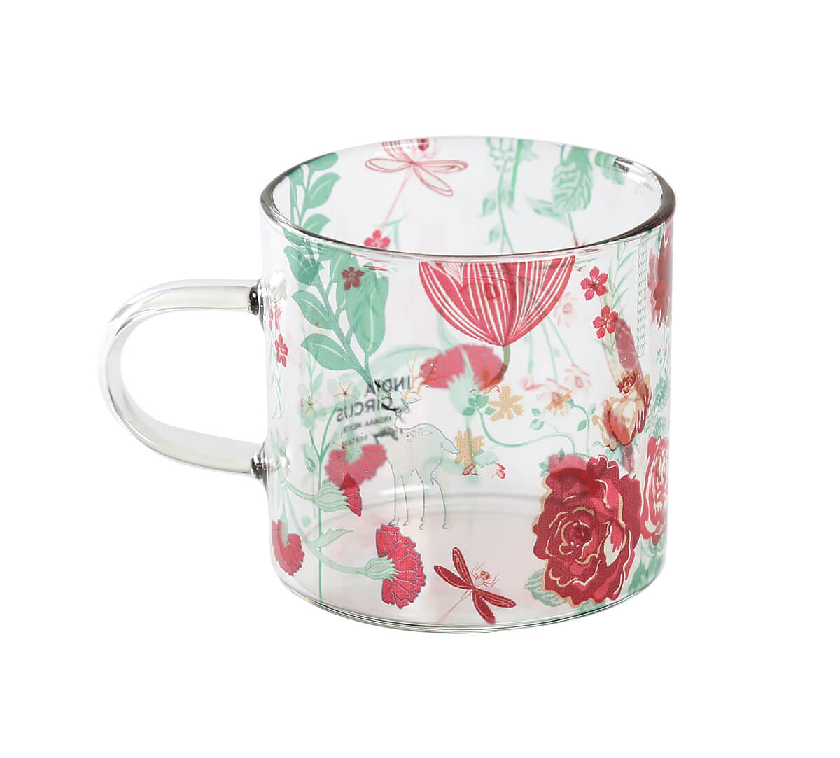 Grey Floral Galore Glass Espresso Mug Set of 4
