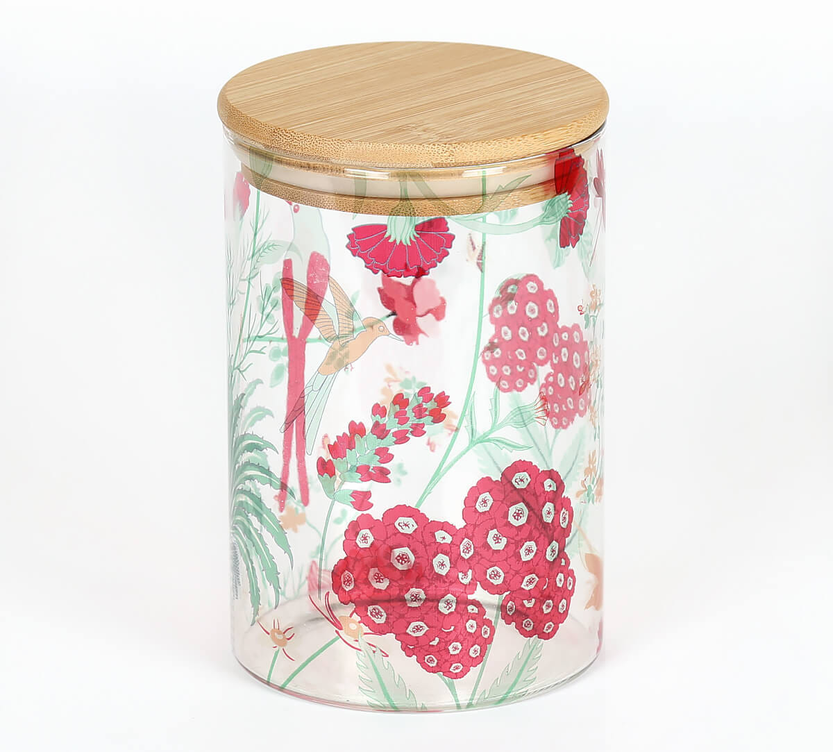 Grey Floral Galore Glass Jar 1050mL