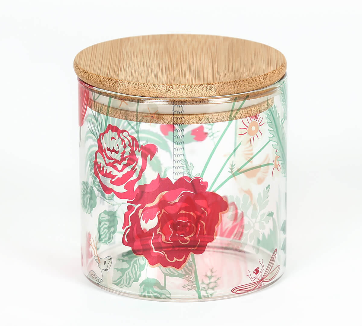 Grey Floral Galore Glass Jar 680mL
