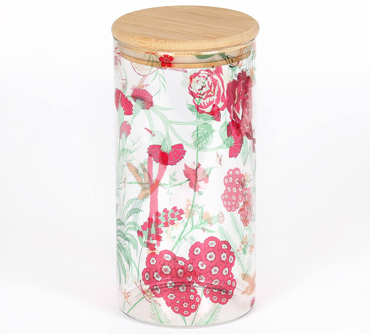 Grey Floral Galore Glass Jars 1400mL