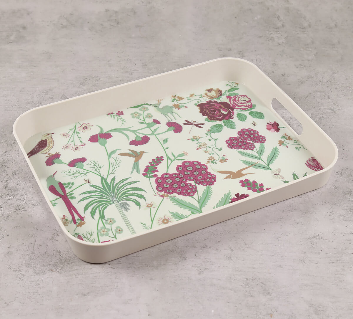 Grey Floral Galore Rectangle Bamboo Tray