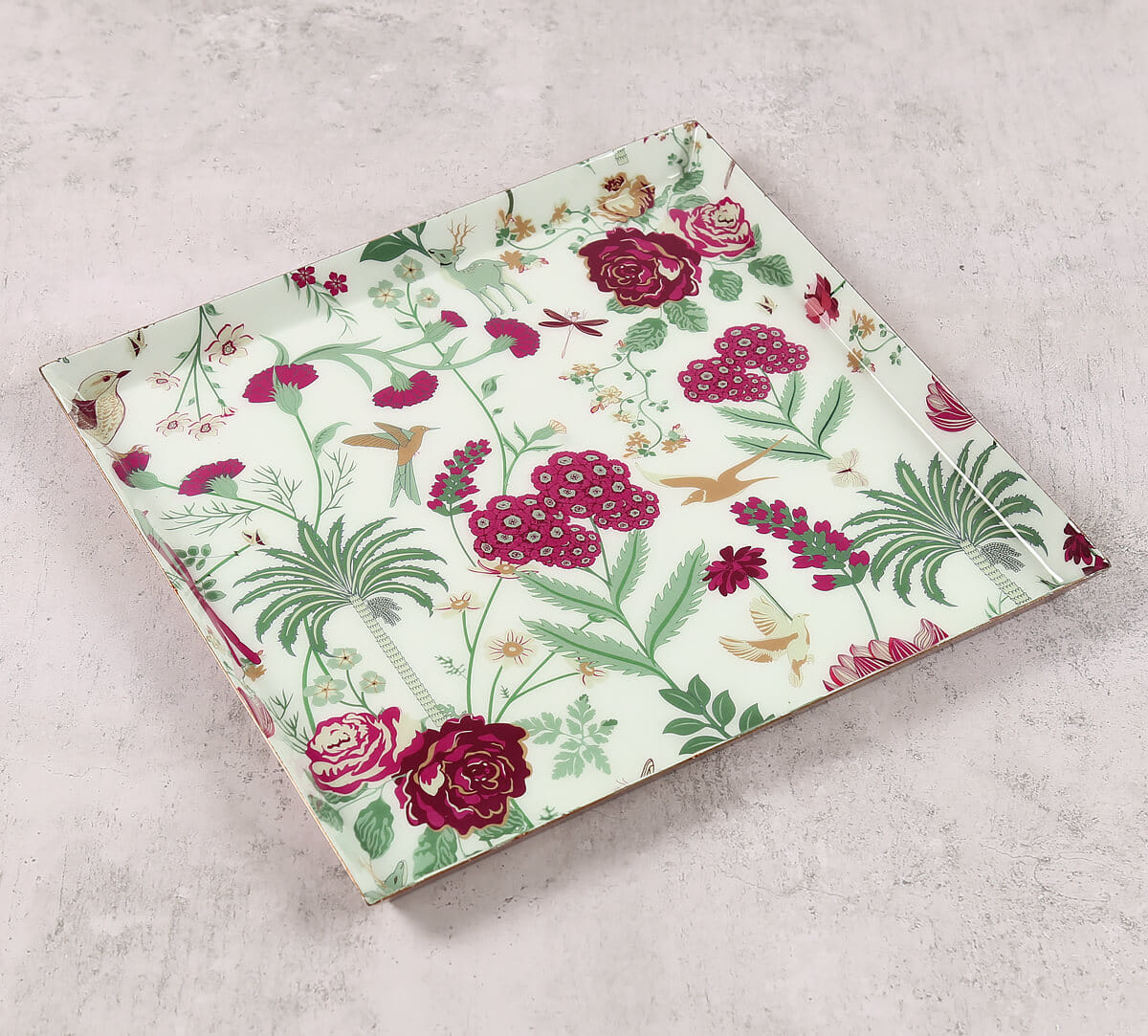 Grey Floral Galore Steel Platter