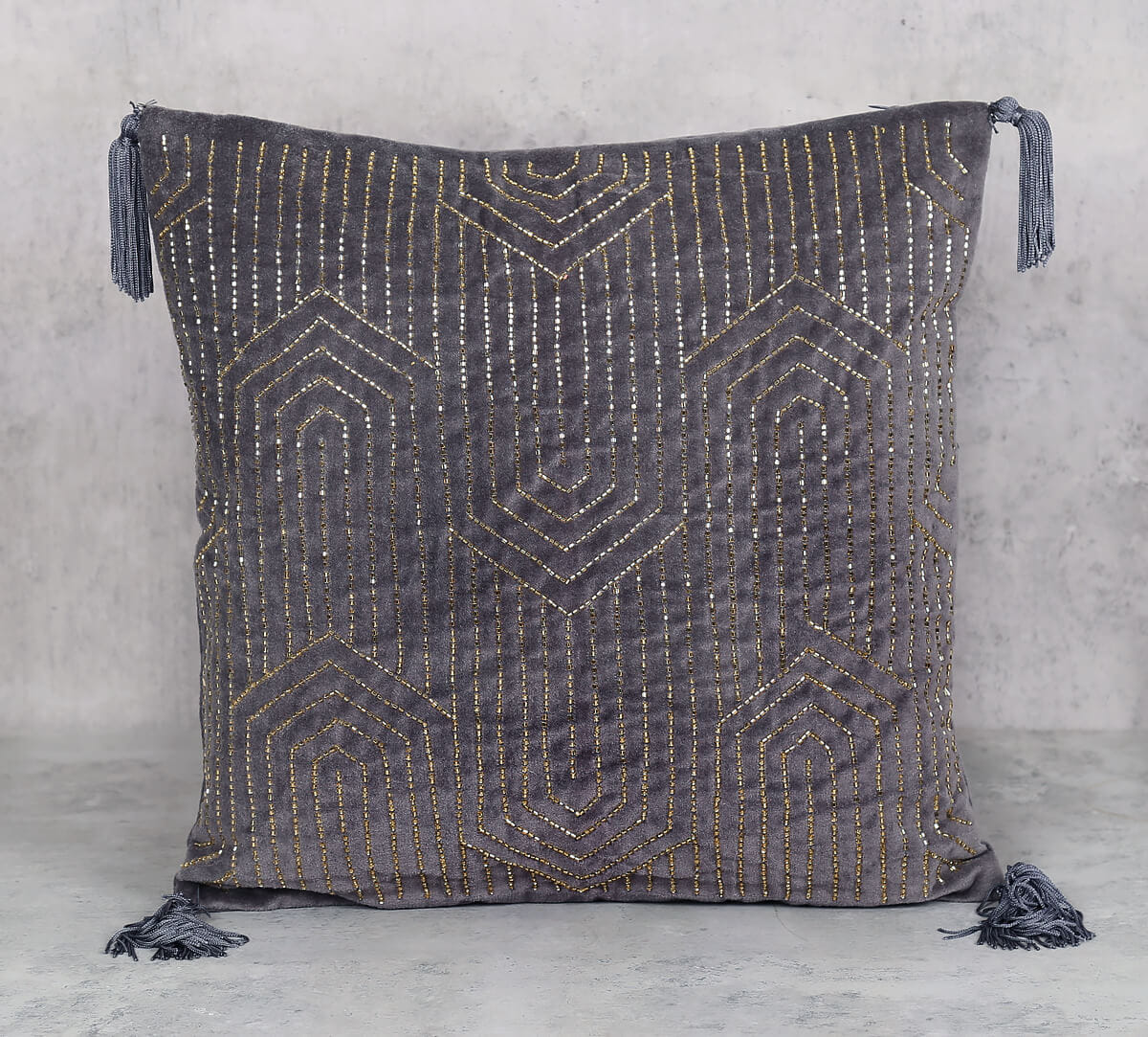 Grey Luxurious Drape Cushion Cover