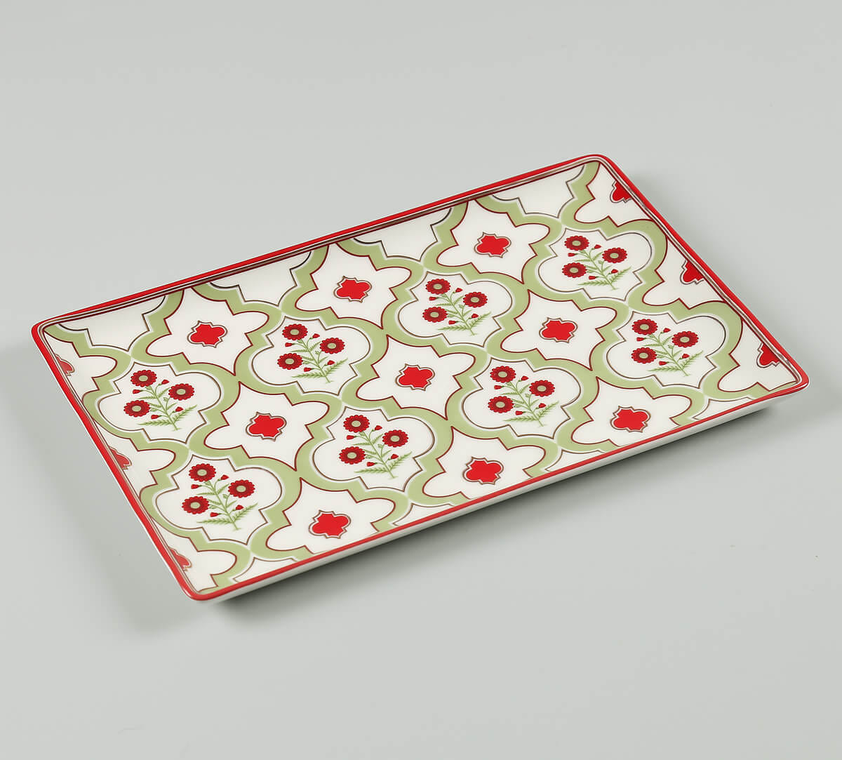 Grey Poppy Flower Large Rectangle Platter