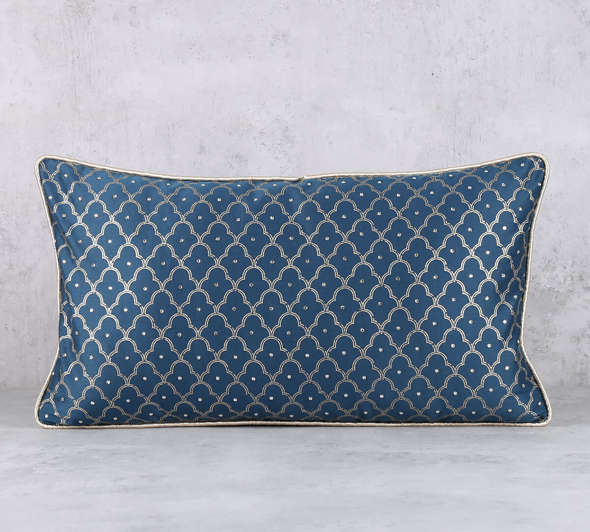 Indigo Foils Metallic Print Cushion Cover