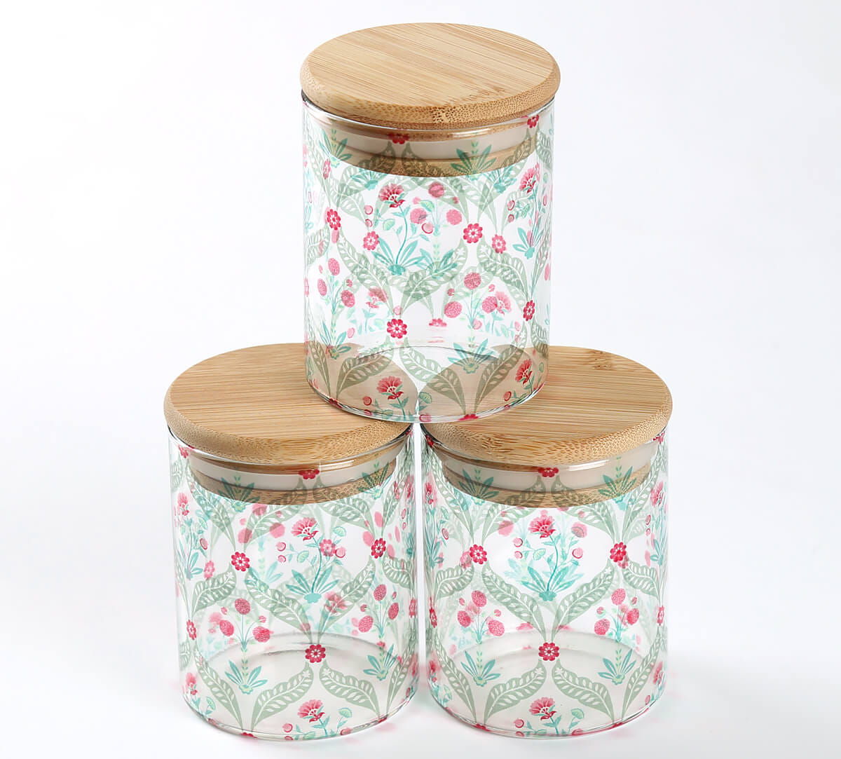 Iron Blooming Dahlia Glass Jars Set of 3