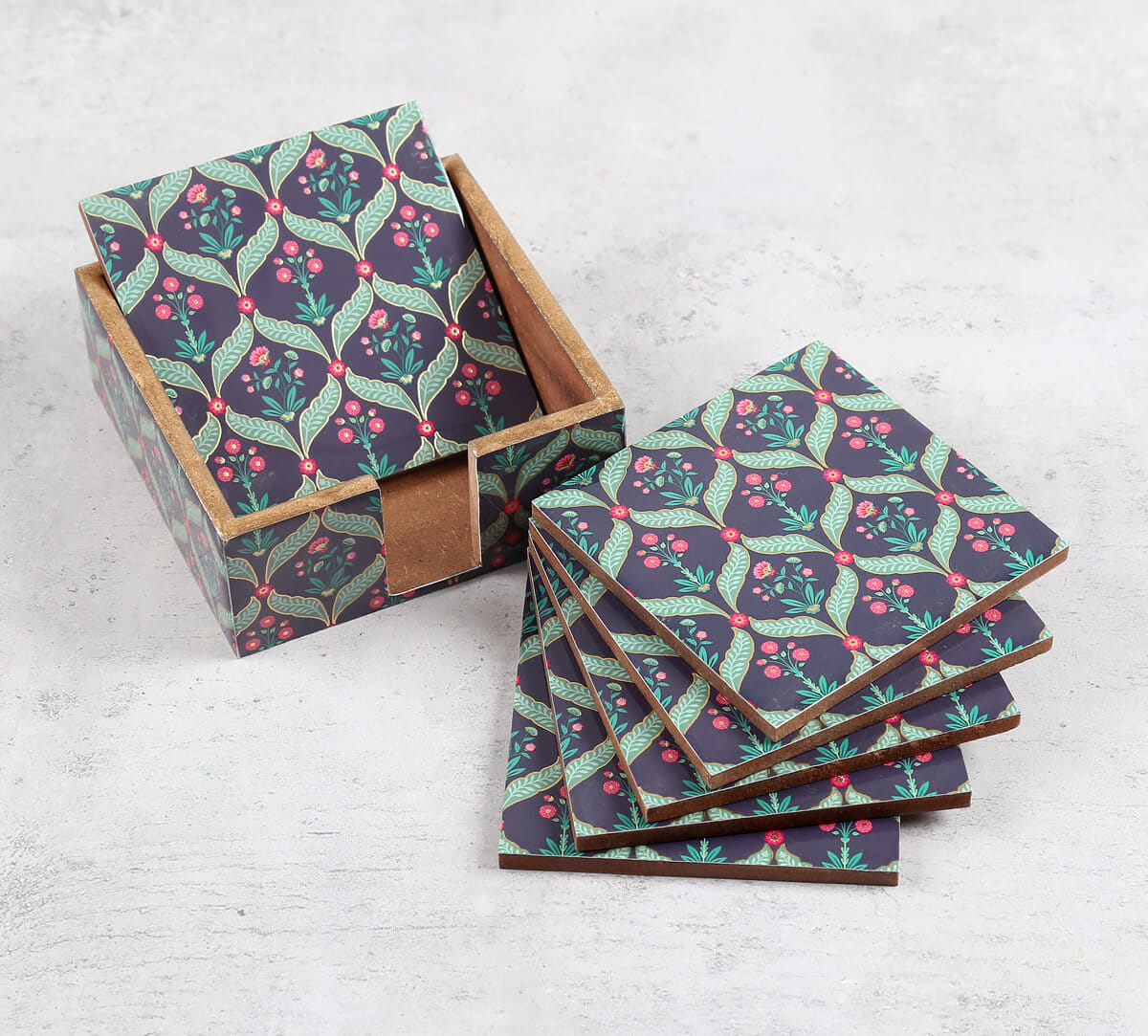 Iron Blooming Dahlia MDF Coaster with Stand